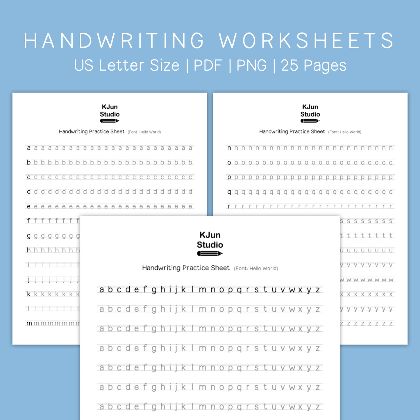 Handwriting Practice Sheets - Hello World Font