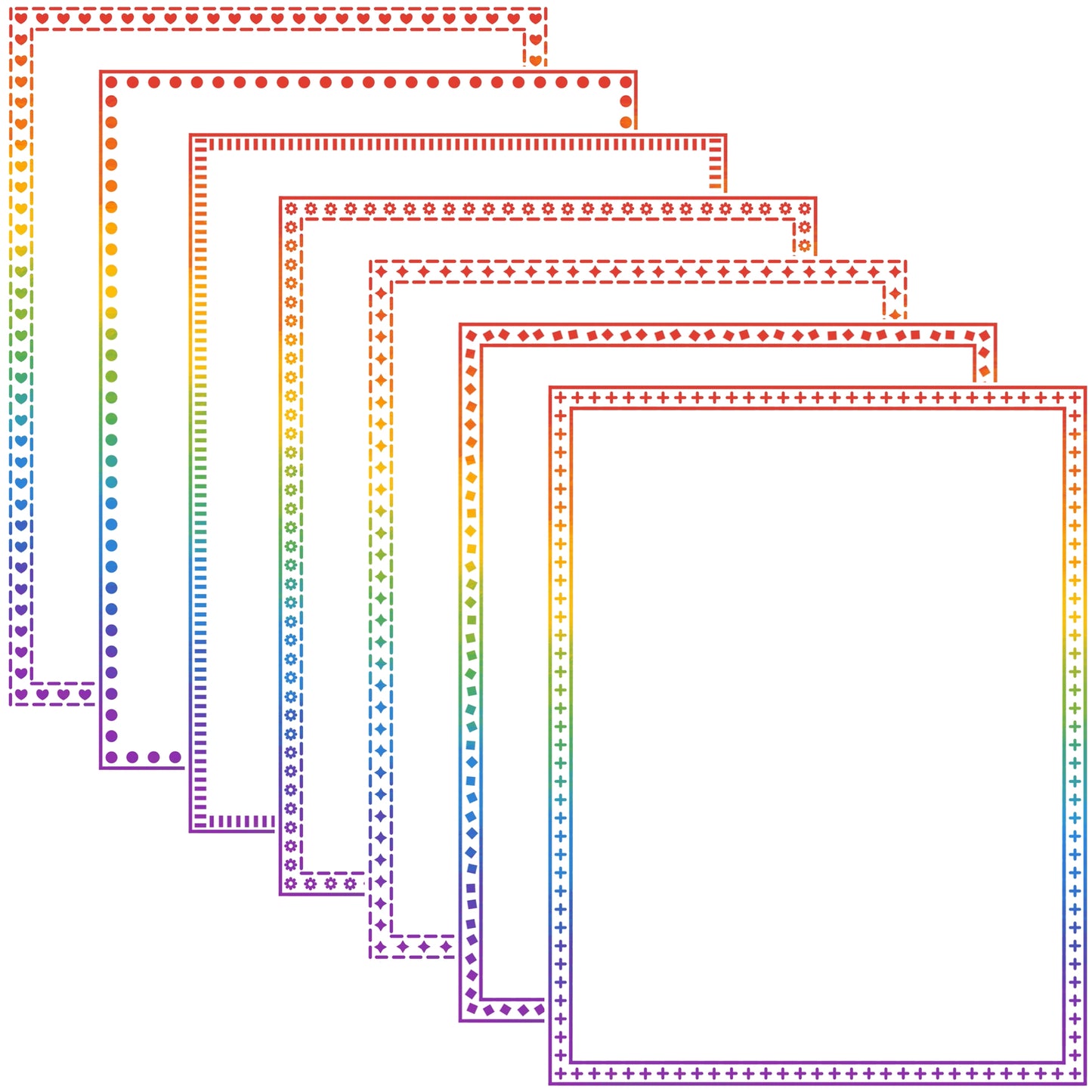 Border Clipart Set 70 - Rainbow - Page Borders and Frames