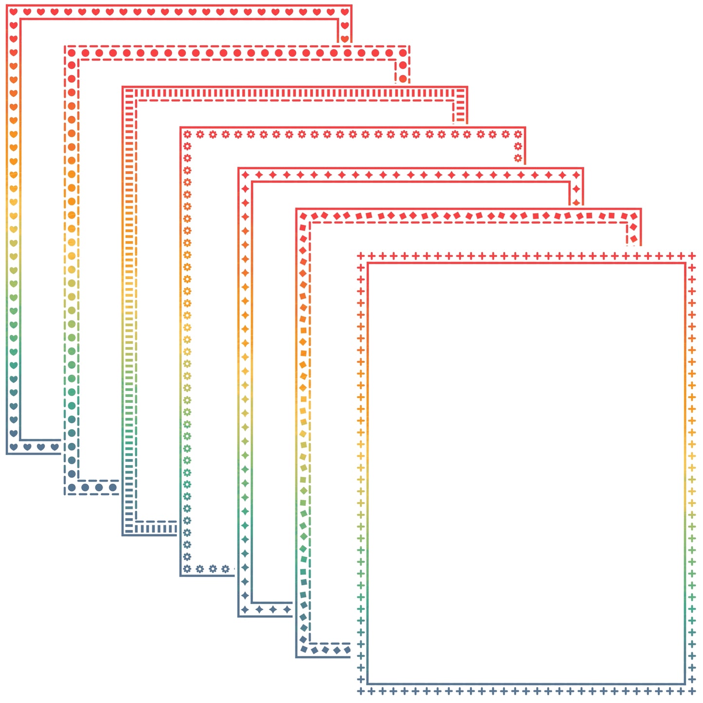 Border Clipart Set 73 - Vintage Rainbow - Page Borders and Frames
