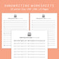 Handwriting Practice Sheets - Green Salad Font