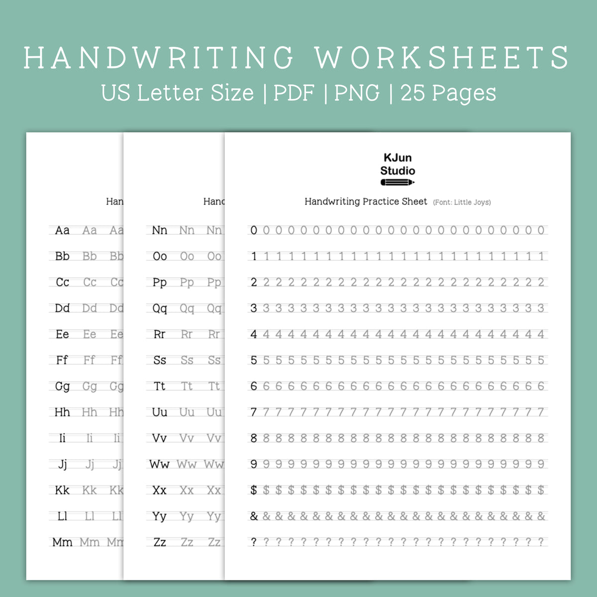 Handwriting Practice Sheets - Little Joys Font – kjunstudio