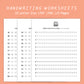 Handwriting Practice Sheets - Green Salad Font