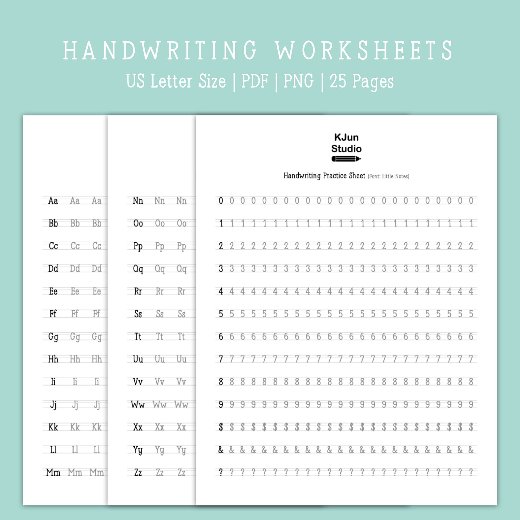 Handwriting Practice Sheets - Little Notes Font – kjunstudio