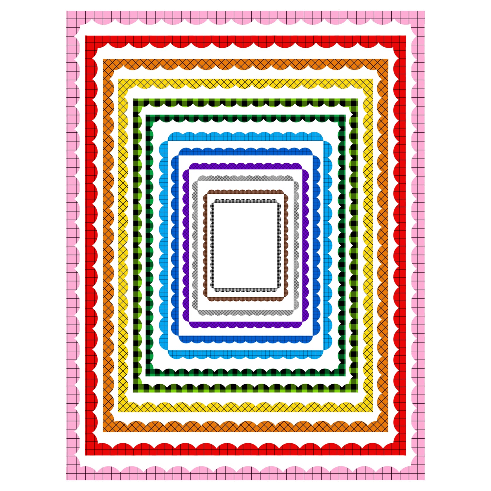 Border Clipart Set 30 - Colorful Scallop - Page Borders and Frames ...