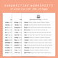 Handwriting Practice Sheets - Green Salad Font