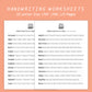 Handwriting Practice Sheets - Green Salad Font