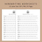 Handwriting Practice Sheets - Memories Font