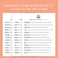 Handwriting Practice Sheets - Green Salad Font
