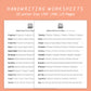 Handwriting Practice Sheets - Green Salad Font