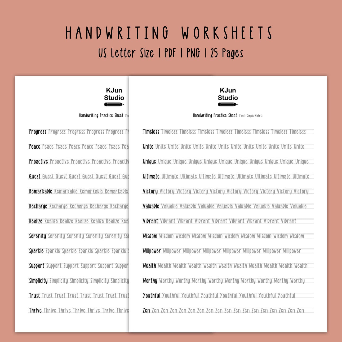 Handwriting Practice Sheets - Simple Notes Font