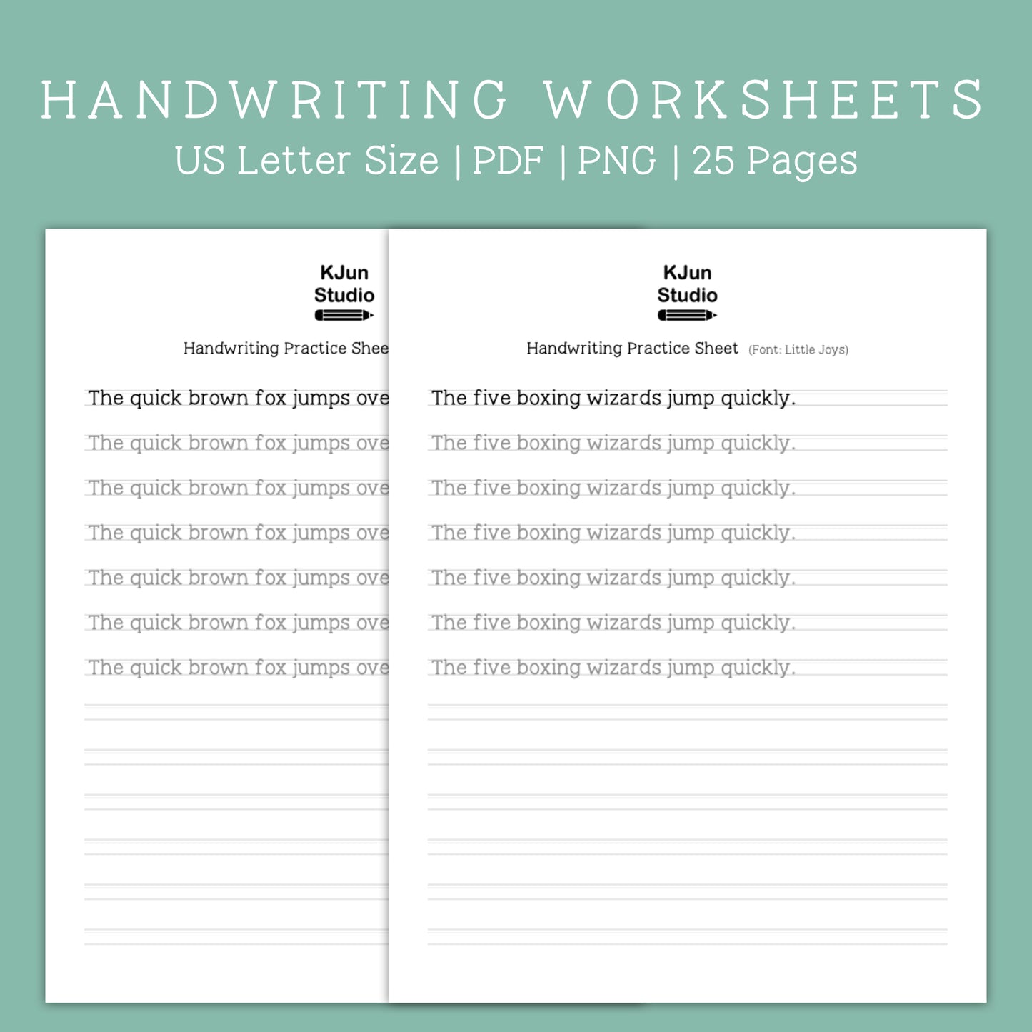 Handwriting Practice Sheets - Little Joys Font