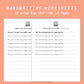 Handwriting Practice Sheets - Green Salad Font