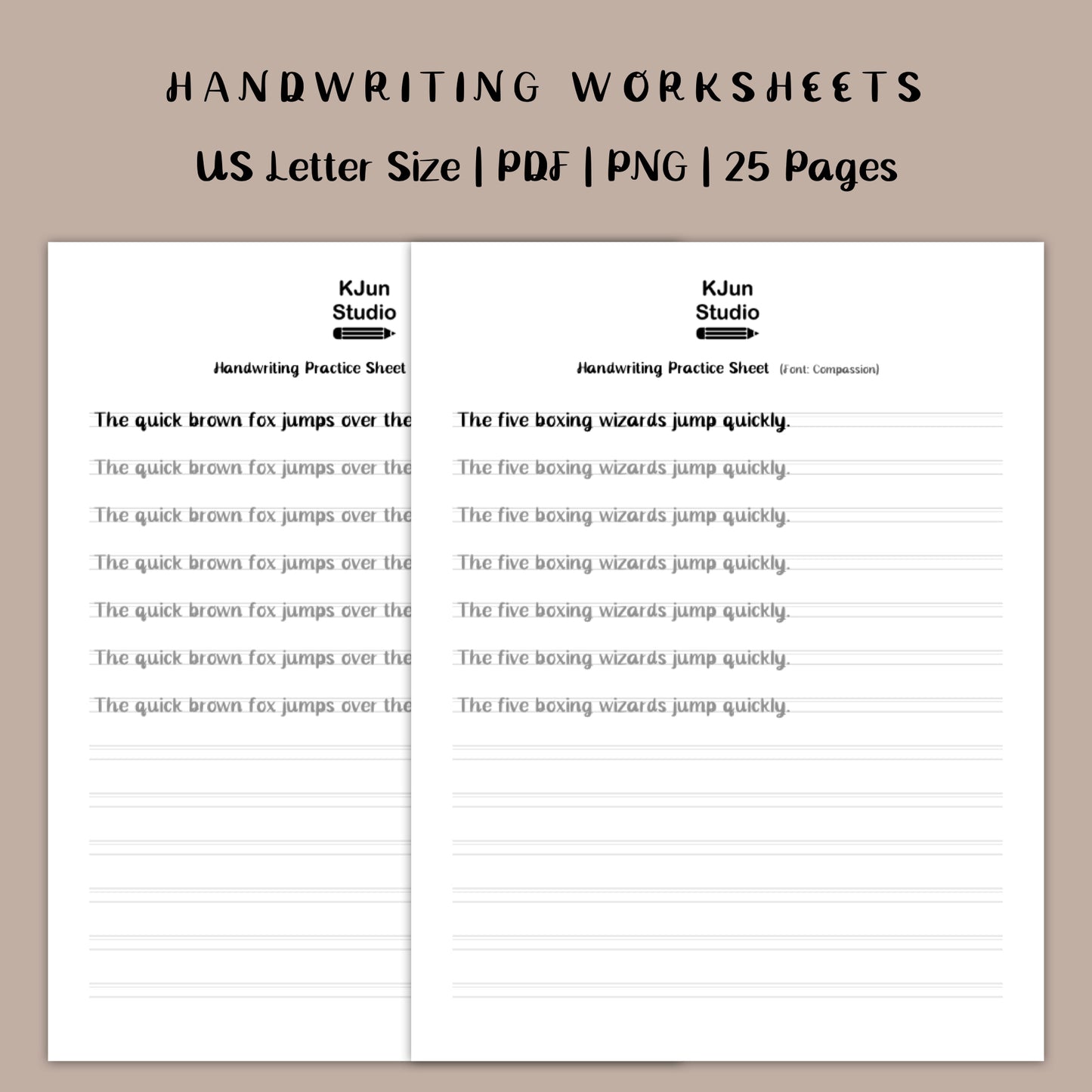 Handwriting Practice Sheets - Compassion Font