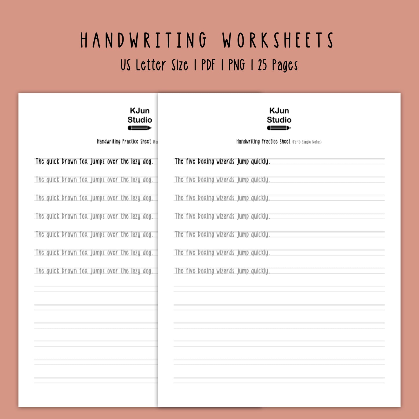 Handwriting Practice Sheets - Simple Notes Font