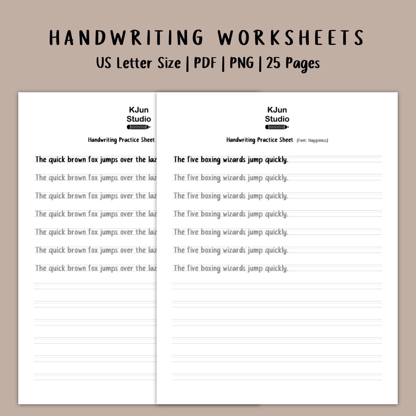 Handwriting Practice Sheets - Happiness Font