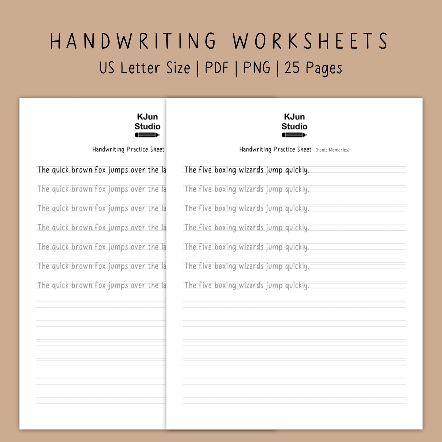 Handwriting Practice Sheets - Memories Font