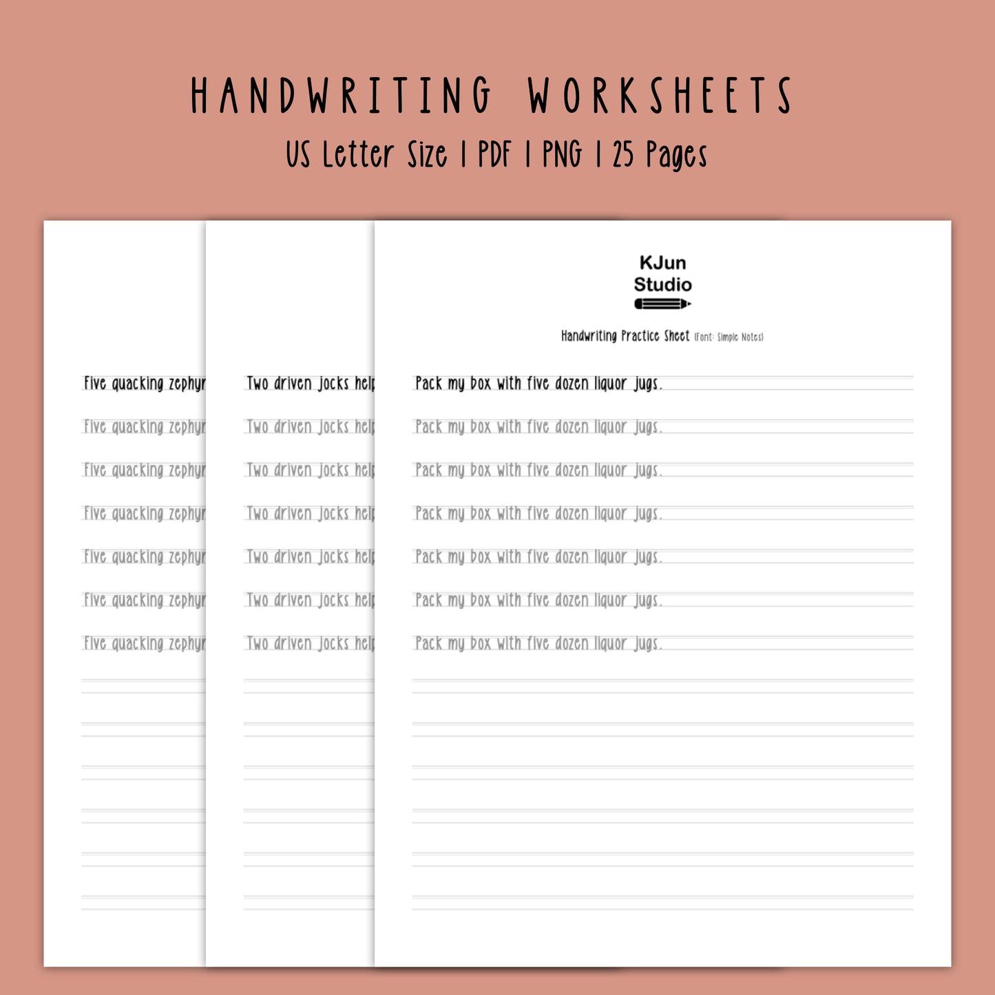 Handwriting Practice Sheets - Simple Notes Font