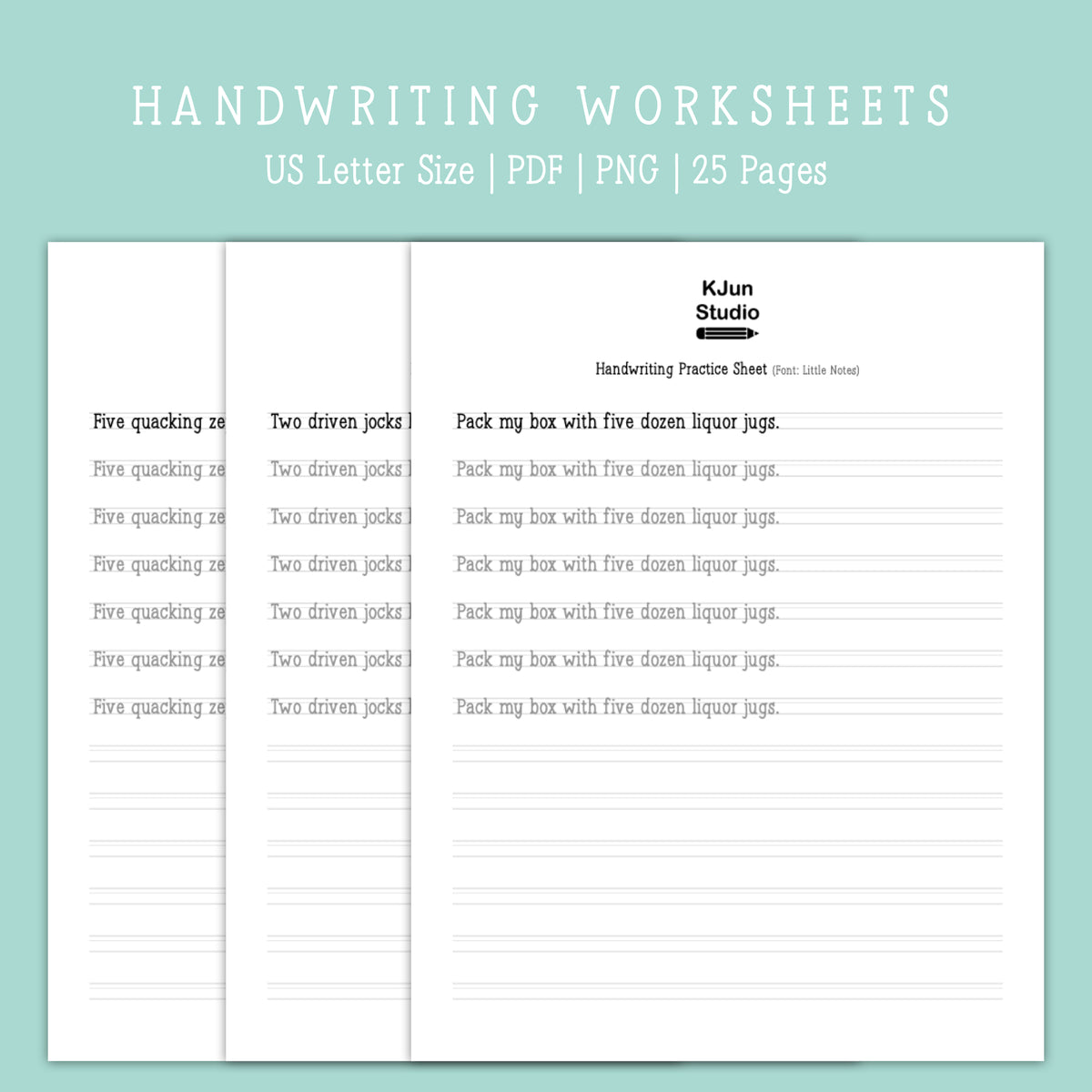 Handwriting Practice Sheets - Little Notes Font – kjunstudio