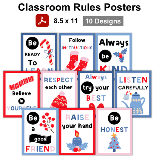 Classroom Rules Posters - Blue Winter