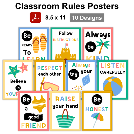Classroom Rules Posters - Summer Beach