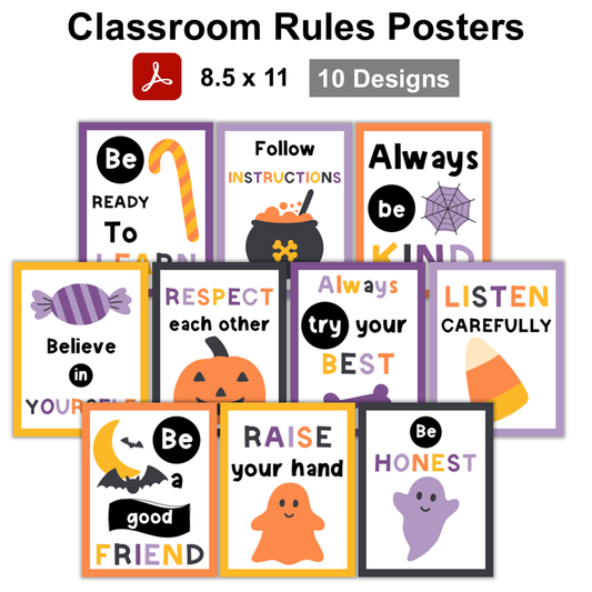 Classroom Rules Posters - Purple Halloween