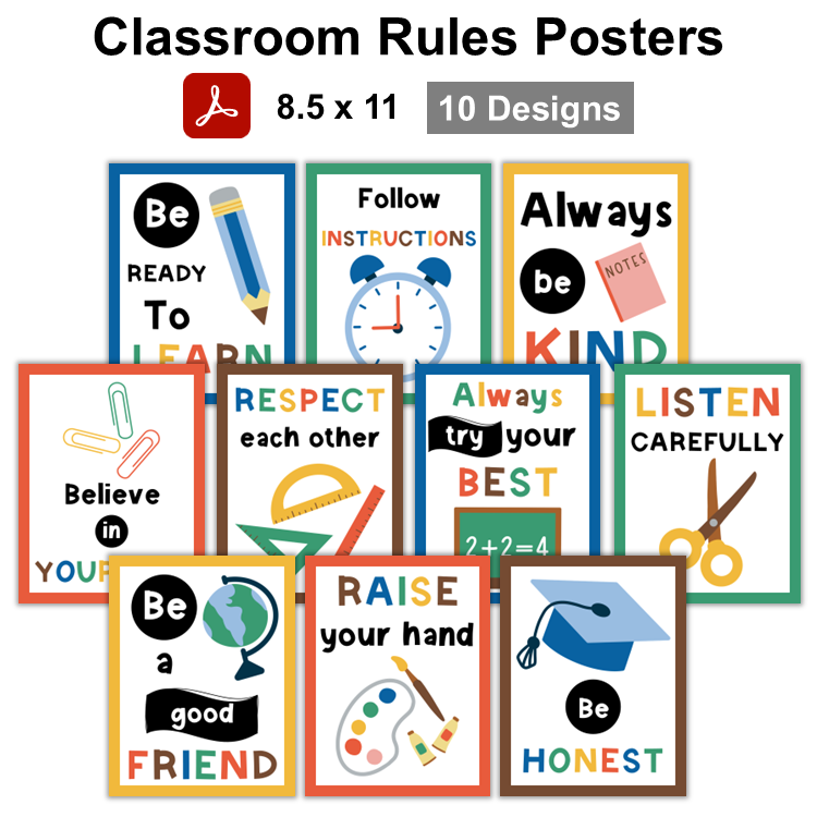 Classroom Rules Posters - School Supplies
