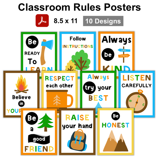 Classroom Rules Posters - Camping