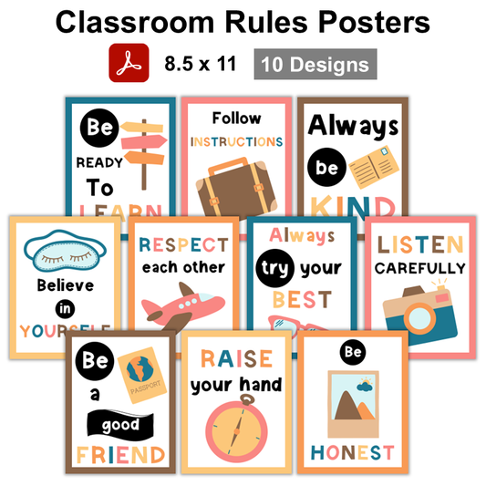 Classroom Rules Posters - Travel the World