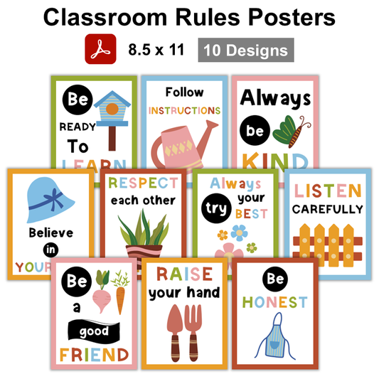 Classroom Rules Posters - Spring Garden