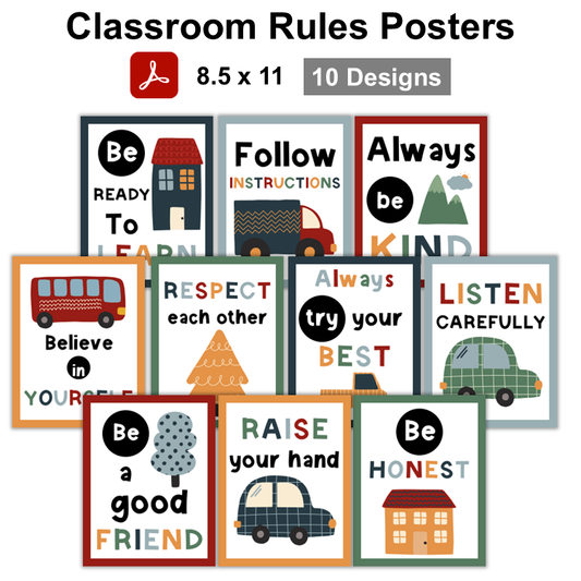 Classroom Rules Posters - Little Town