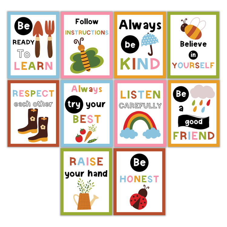 Classroom Rules Posters - Colorful Spring – kjunstudio
