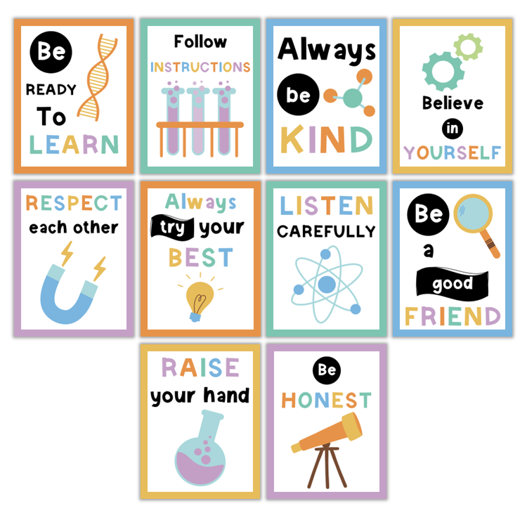 Classroom Rules Posters - Pastel Science