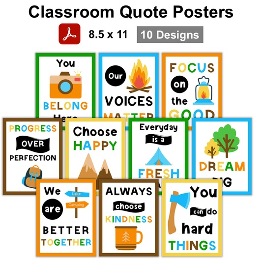 Classroom Quote Posters - Camping