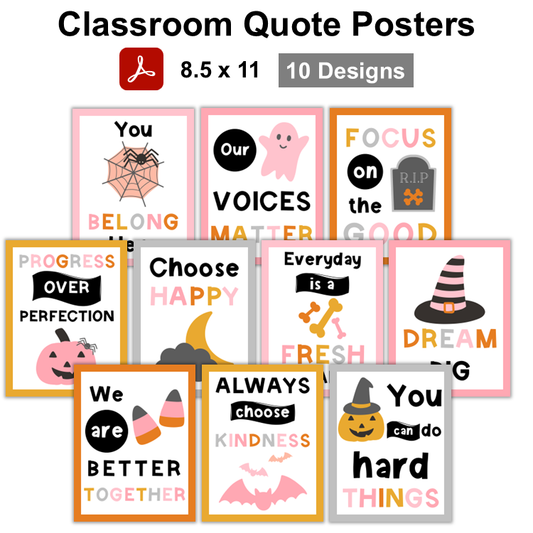 Classroom Quote Posters - Pink Halloween
