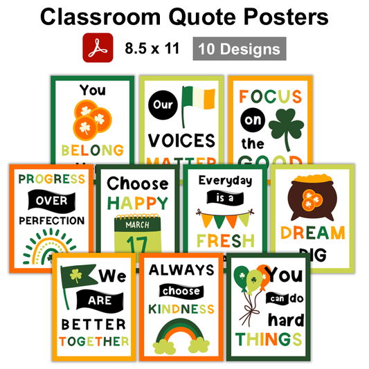 Classroom Quote Posters - St. Patrick's Day