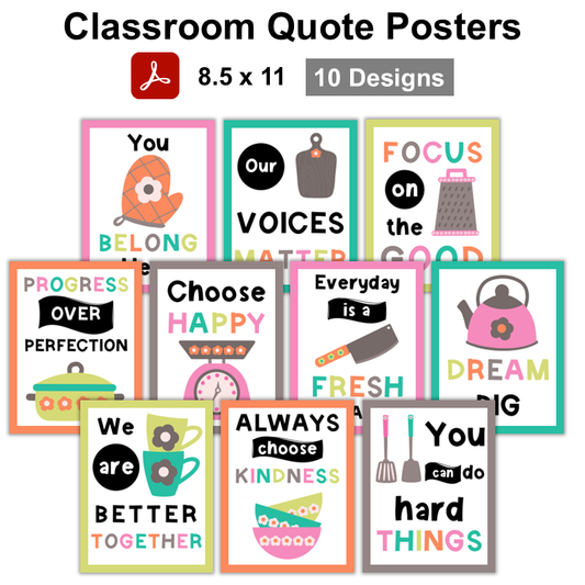 Classroom Quote Posters - Kitchen Utensils