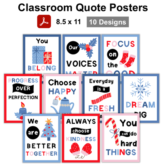Classroom Quote Posters - Blue Winter