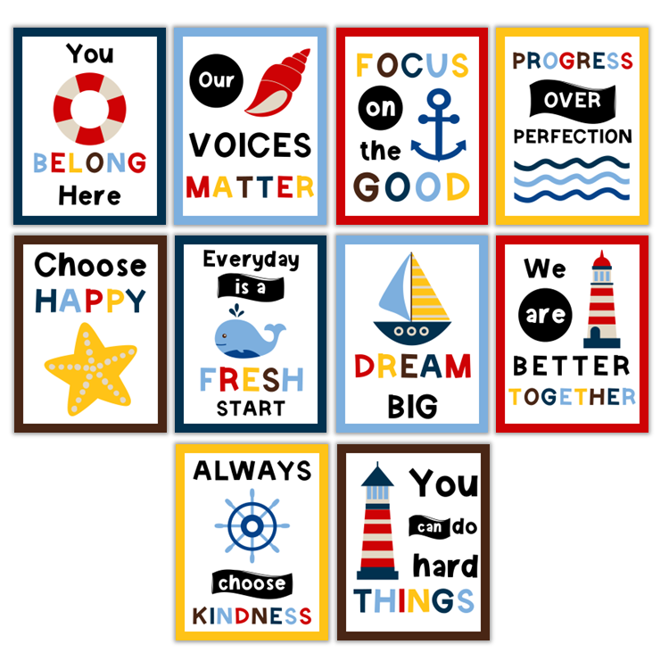 Classroom Quote Posters - Nautical