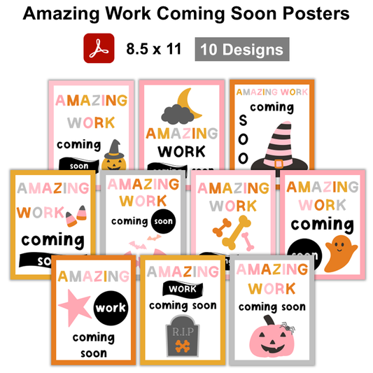 Amazing Work Coming Soon Posters - Pink Halloween