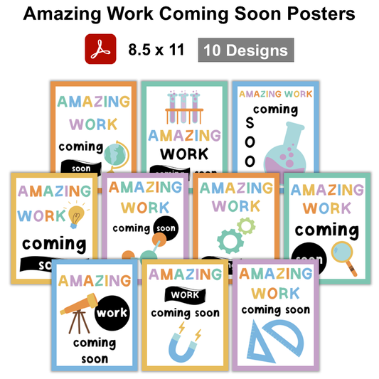 Amazing Work Coming Soon Posters - Pastel Science
