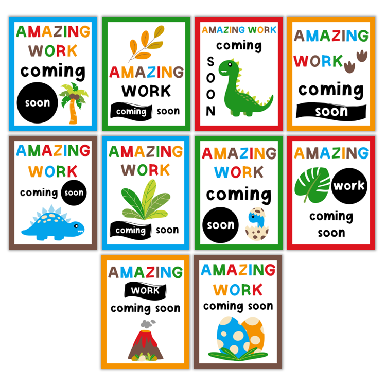 Amazing Work Coming Soon Posters - Cute Dinosaur