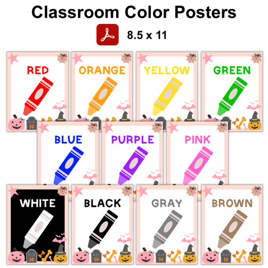 Classroom Color Posters - Pink Halloween
