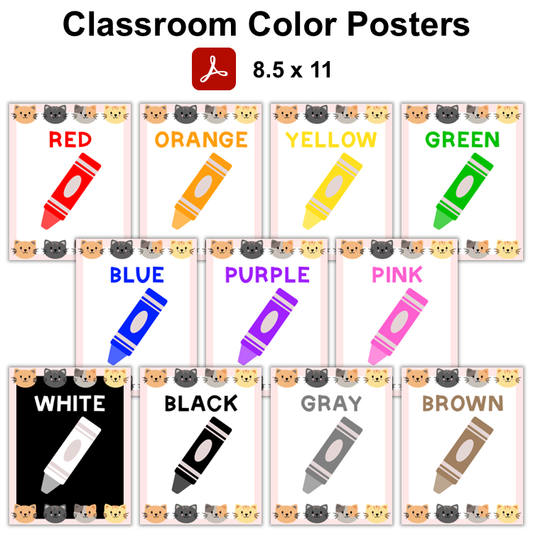 Classroom Color Posters - Little Cat