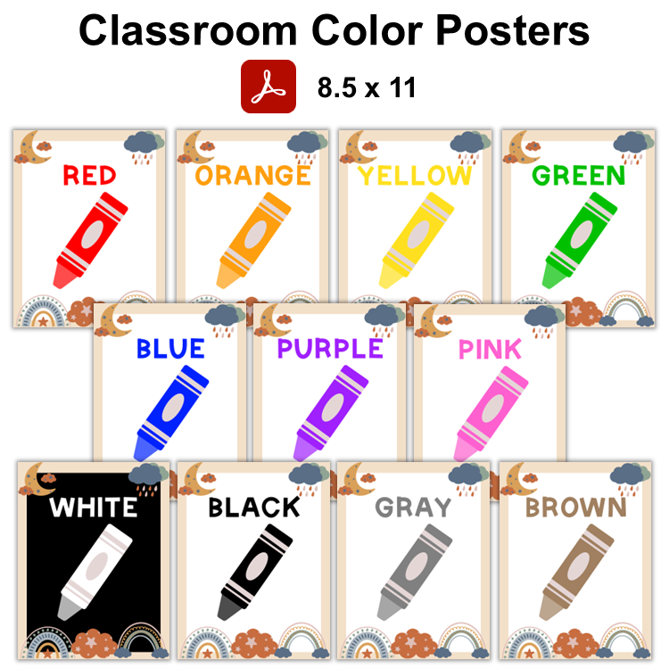 Classroom Color Posters - Neutral Rainbow
