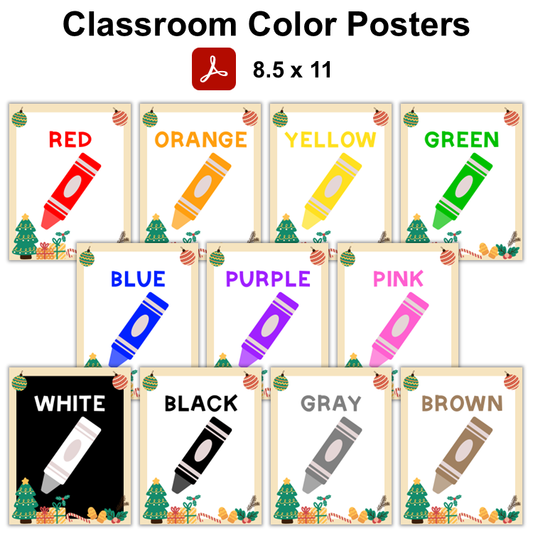 Classroom Color Posters - Cute Christmas