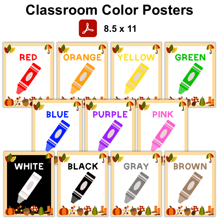 Classroom Color Posters - Hello Fall