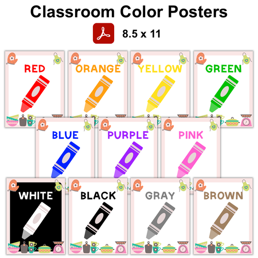 Classroom Color Posters - Kitchen Utensils