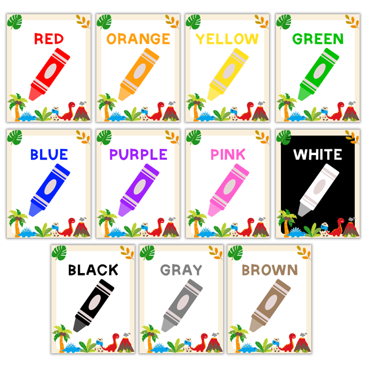 Classroom Color Posters - Cute Dinosaur