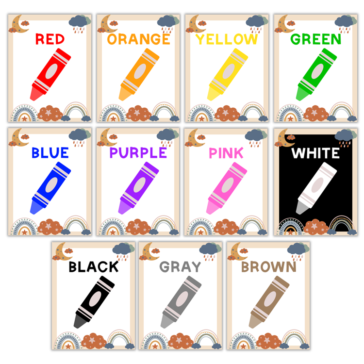 Classroom Color Posters - Neutral Rainbow