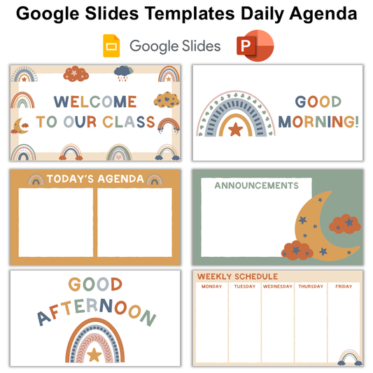 Google Slides Templates Daily Agenda - Neutral Rainbow | Editable